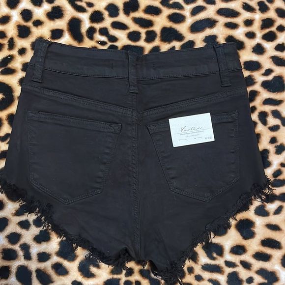 •KANCAN•NWT HIGH WAISTED BLACK DISTRESSED RAW EDGE HEM SHORTS SIZE 0/23 - Picture 6 of 7